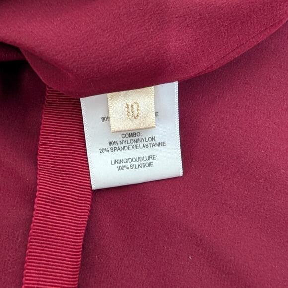 Marchesa Off The Shoulder Floral Appliqued Velvet Gown Burgundy Red Size 10 - Picture 9 of 16